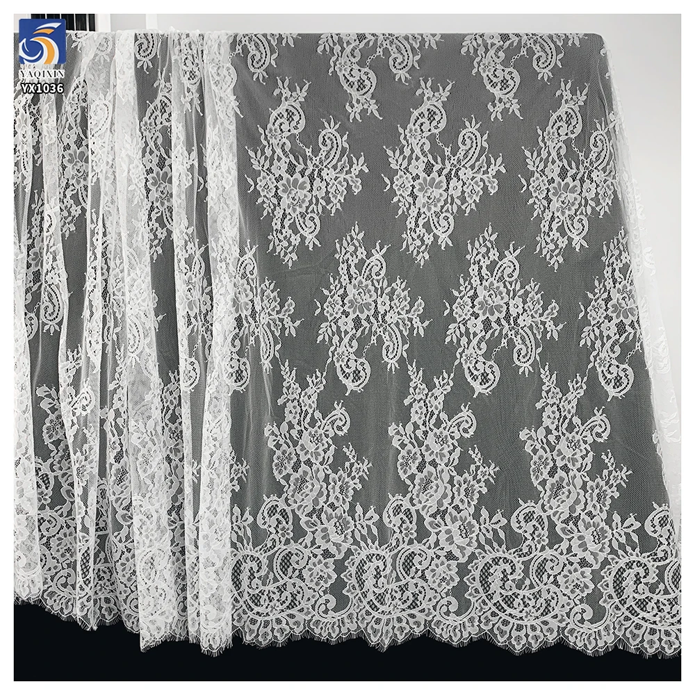 YX1036 2026 New Design New Technology Eyelash Lace Textile Fabrics 300CM*150CM Eyelash Wedding Lace Fabrics Bride's - 图片 4