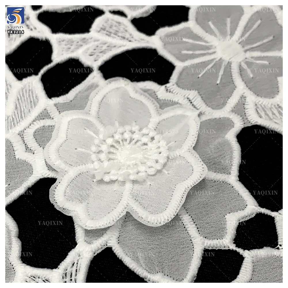 YX1214 2 Yards 200gsm Polyester Milk Silk 3D Handmade Leaf Pattern Water-Soluble Embroidery Lace Fabrics 2026 New Fashion - 图片 3