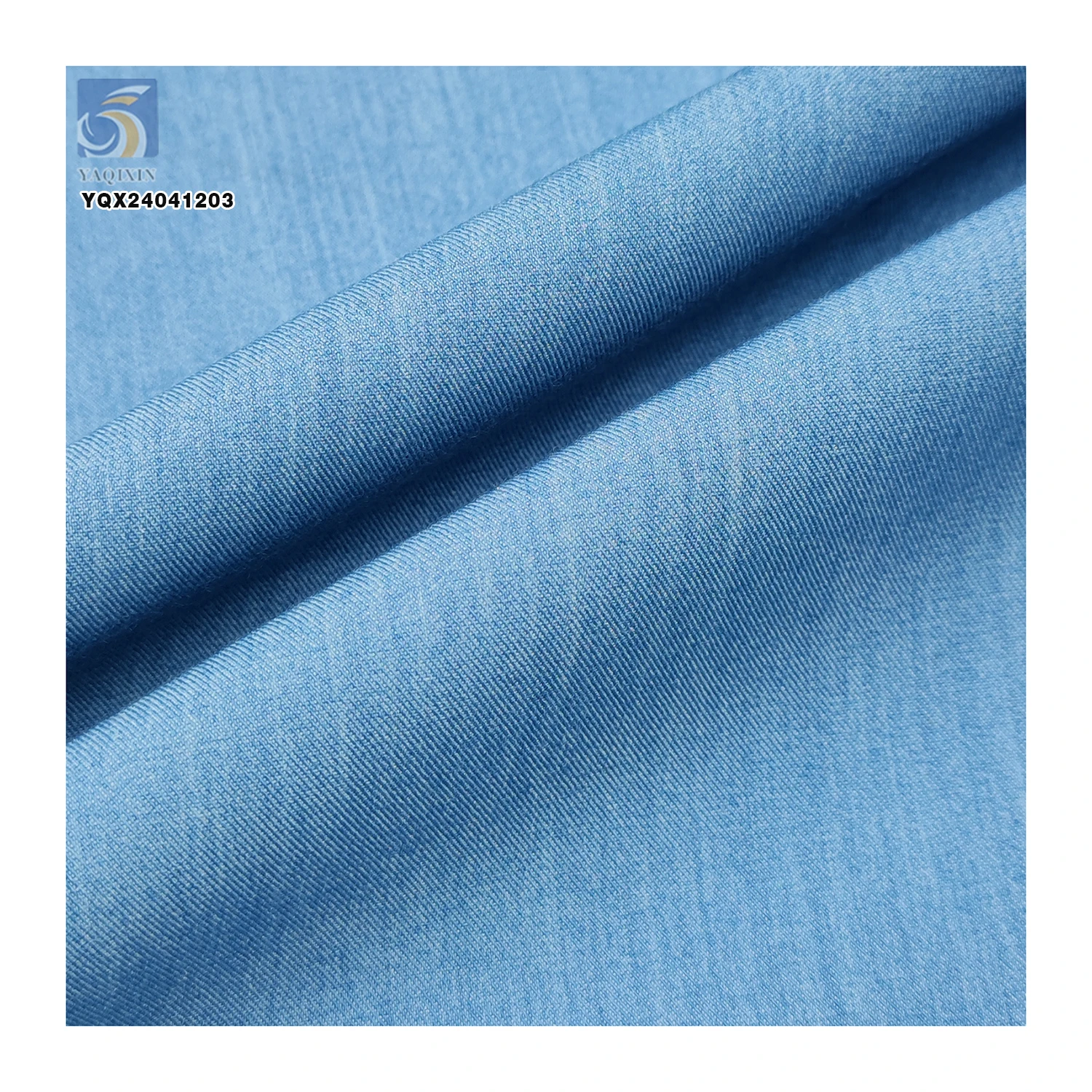 Factory Wholesale Sky Blue Light Denim Fabric 35% Polyester 65% Rayon Cavalry Twill Polyester Denim Fabric for Shirt Skirt - 图片 5