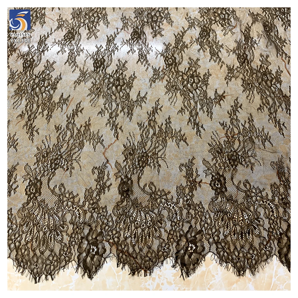YX1341 2026 China New Design Nylon Embroidered French Mesh Eyelash Lace Fabrics for Garments and Dresses - 图片 4