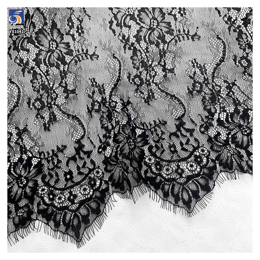 YX1042 Best Seller Apparel-Sleepwear Underwear Lace Fabric for Sales Eyelash Lace Fabrics High Quality Wholesale for Women - 图片 5