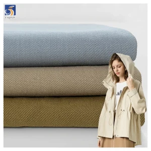 A2473 220g/m 50% Cotton 50% Lyocell Twill Fabric Khaki Polyester Cotton Blend Twill Fabric for Women's Windbreaker Jacket