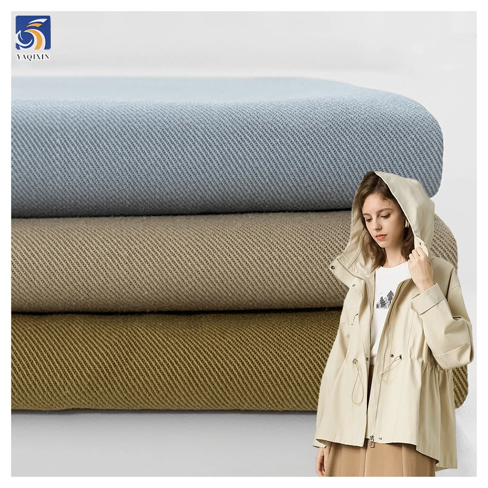 A2473 220g/m 50% Cotton 50% Lyocell Twill Fabric Khaki Polyester Cotton Blend Twill Fabric for Women's Windbreaker Jacket