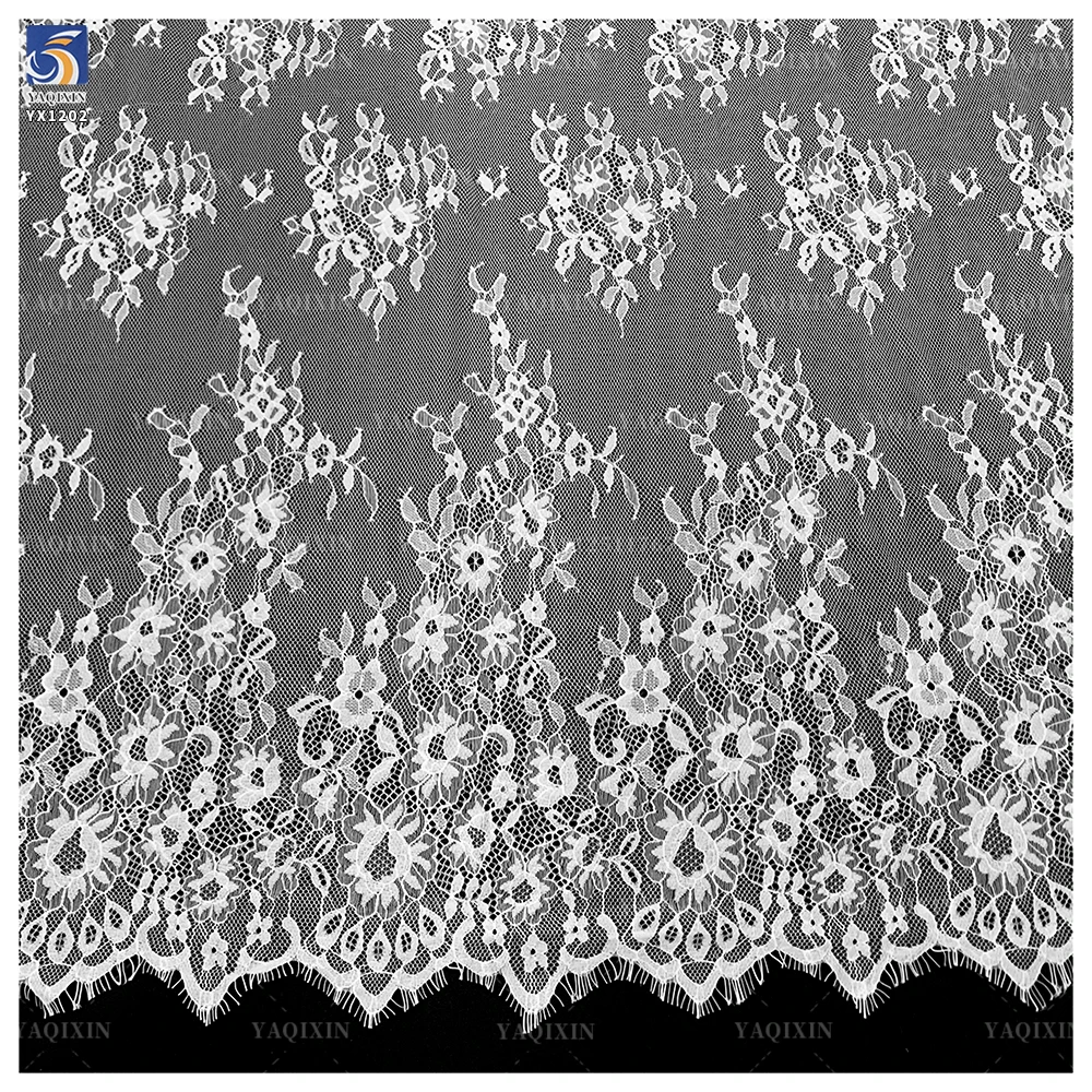 YX1202 Germany and France Europe Style Wedding Mesh Lace Fabric for Bride Embroidery Eyelash Lace Fabric Popular Designs - 图片 4