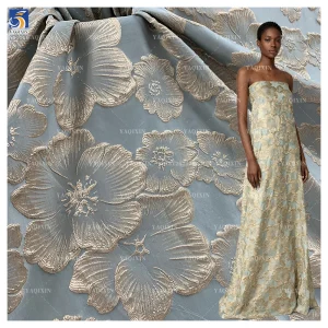 YX1165 High Quality Golden Chinese Brocade Fabrics Flowers Pattern Design Yarn-Dyed Jacquard Brocade Fabric for Garments