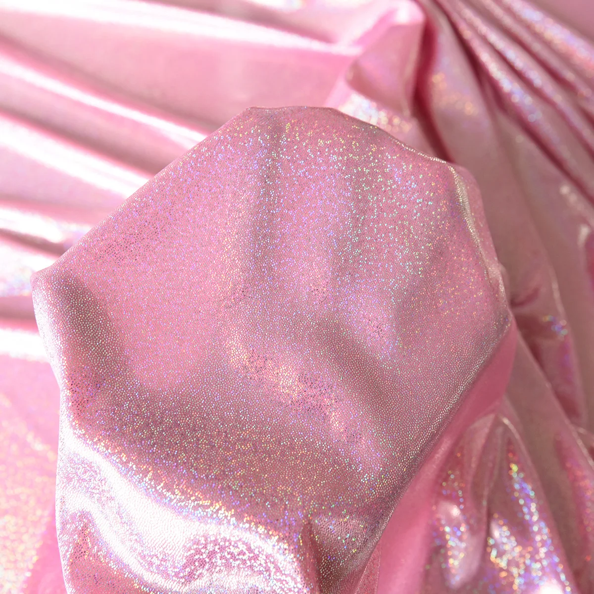 A002-2 Customized Polyester Spandex Golden Foil Laser Glitter Shiny Stretch Lurex Knitted Fabric for Party Dresses - 图片 5