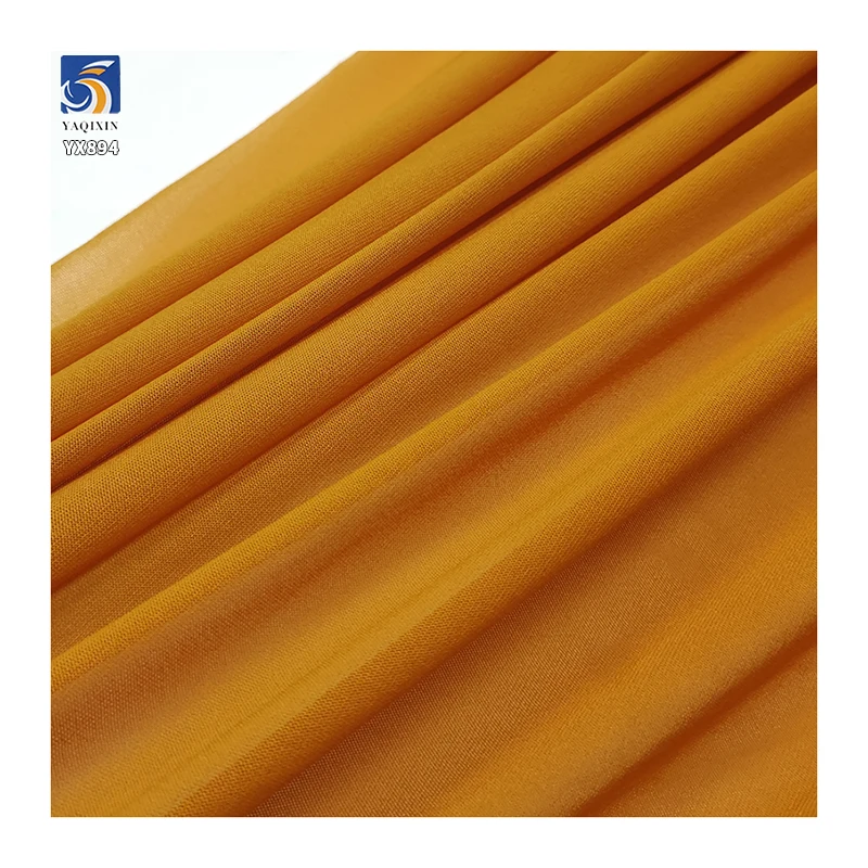 YX894 Plain Knit Korean Mesh Fabric Polyester Spandex Sheer Mesh Four-Way Stretch Fabric for Lining Base Shirt Clothing - 图片 6