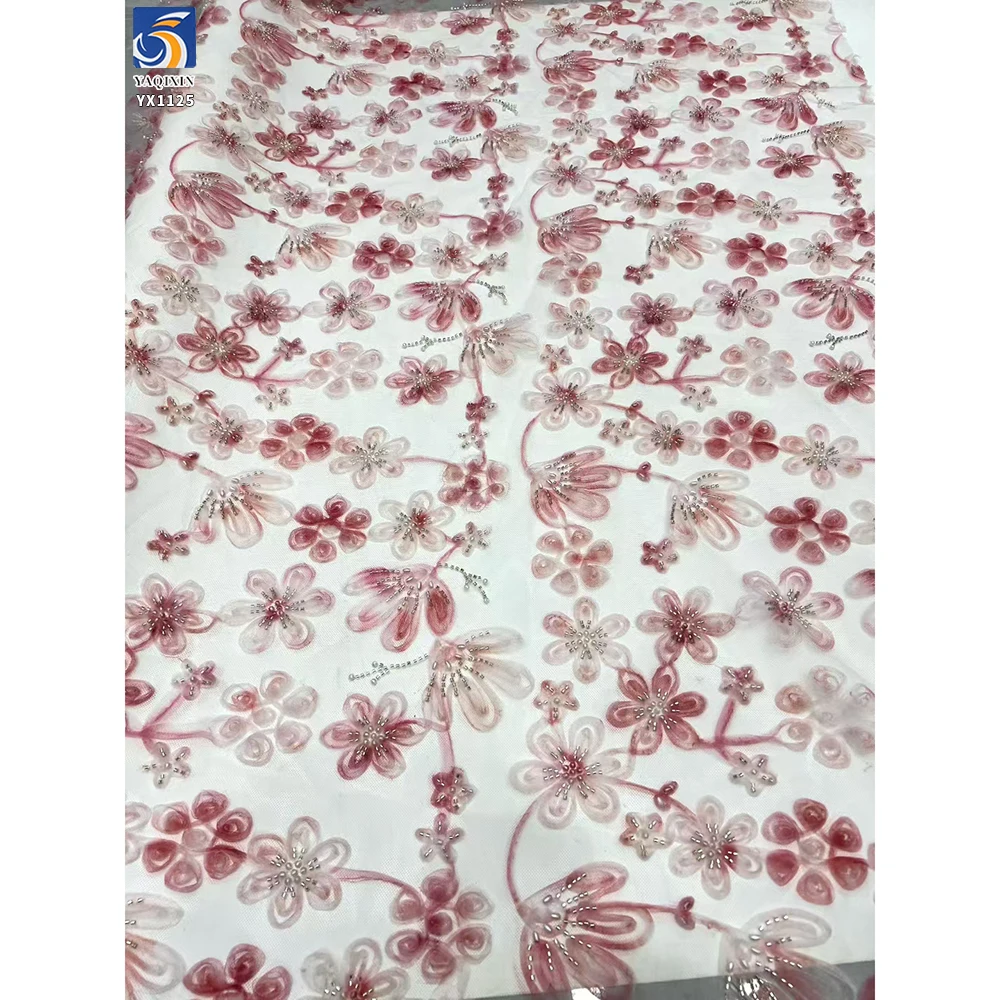 YX1125 Cheap French Style Multicolor Digital Printing Florals Tulle Embroidery Fabric With Silver Sequins Tulle 5 Yards - 图片 3
