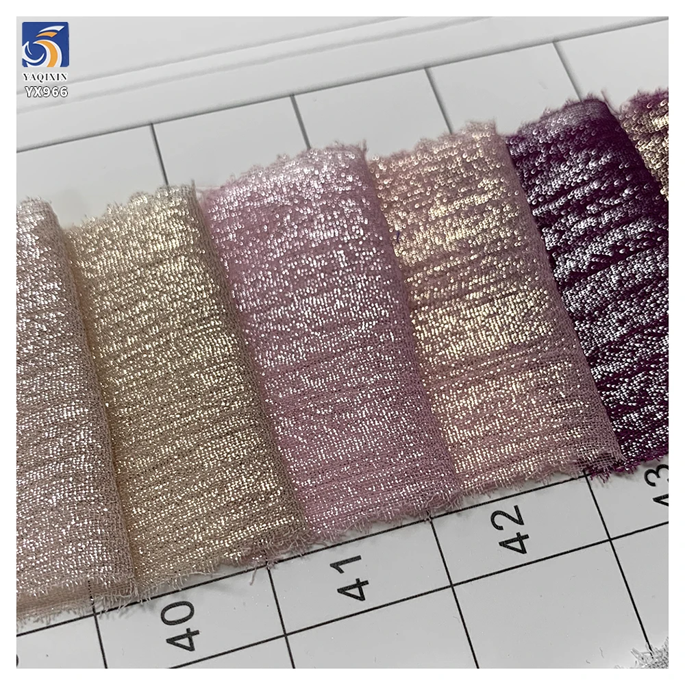YX966 Holographic 100% Polyester Silk Lurex Chiffon Fabric Soft and Comfortable Women's Dresses Lurex Chiffon Fabric - 图片 5