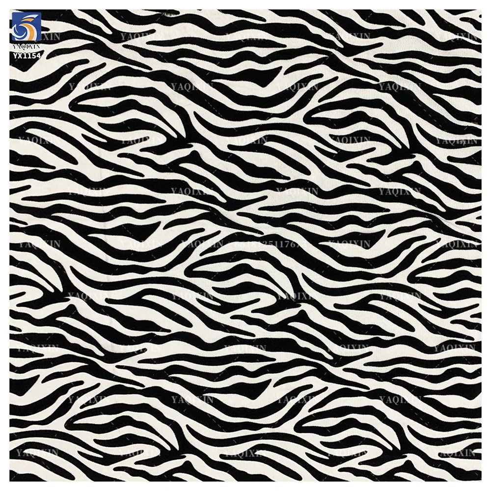 YX1154 Hot Selling Animal Zebra Print Flocked Mesh Fabric Spandex Four-Way Stretch Black Zebra Flocked Mesh Dress Fabric 2026 - 图片 3