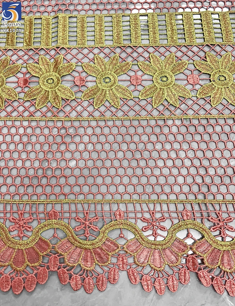 YX1079 Lowest Price on the Entire Network Multi-Colored Polyester Milk Silk Flowers Lace Embroidered Fabric Ethnic Style - 图片 5