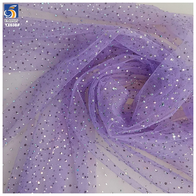 YX638 High-end 100 Polyester Wedding Bride 3D Rhinestone Crystal Diamond Mesh Fabric Tulle - 图片 4