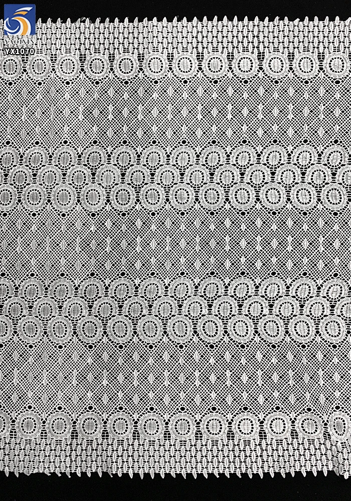 YX1070 220gsm White African Embroidery Lace Customized Fabrics Water-Soluble Woven Embroidered Florals White Lace Fabrics - 图片 5