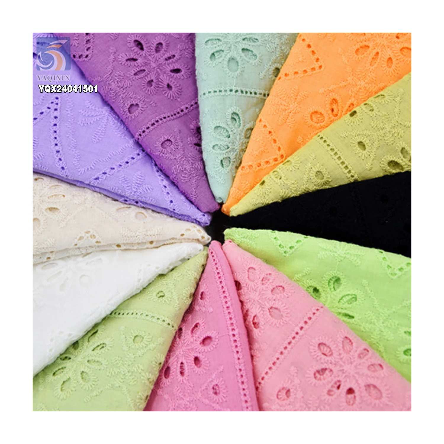 Multicolor Combed Pure Cotton Thread Embroidery Fabric Novel Design Good Price Swiss 100% Cotton Lace Fabric - 图片 6