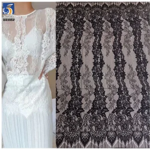 YX595 Hottest Sales Ladies Casual Tops Lace Fabric Black Embroidery French Floral Mesh Eyelash Lace Fabrics