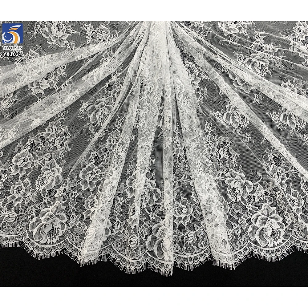 YX1034 300CM*150CM Wholesale Polyester Multi-Color Cheap Price Eyelash Lace Fabrics China for Clothing and Home Textiles - 图片 3
