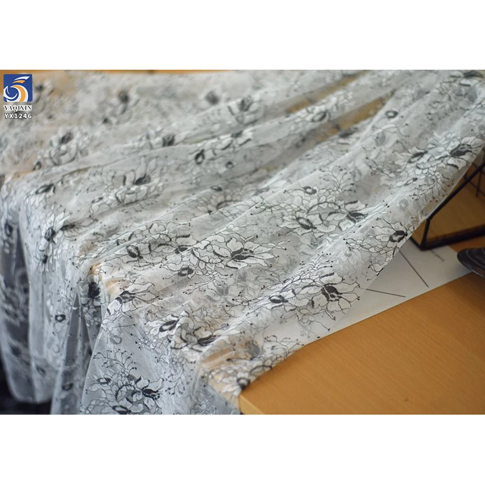 YX1246 Hot Middle East Iraq and Arabs Popular Lightweight Lace Tulle Fabric Soft Two-Tone Eyelash Lace Fabric for Woman - 图片 4
