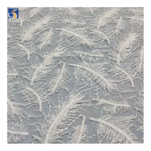 YX915 Multicolor Wholesale 3D White Feathers Lace Tulle Fabric 100 Polyester Milk Silk Embroidery Lace Fabric With Sequins...
