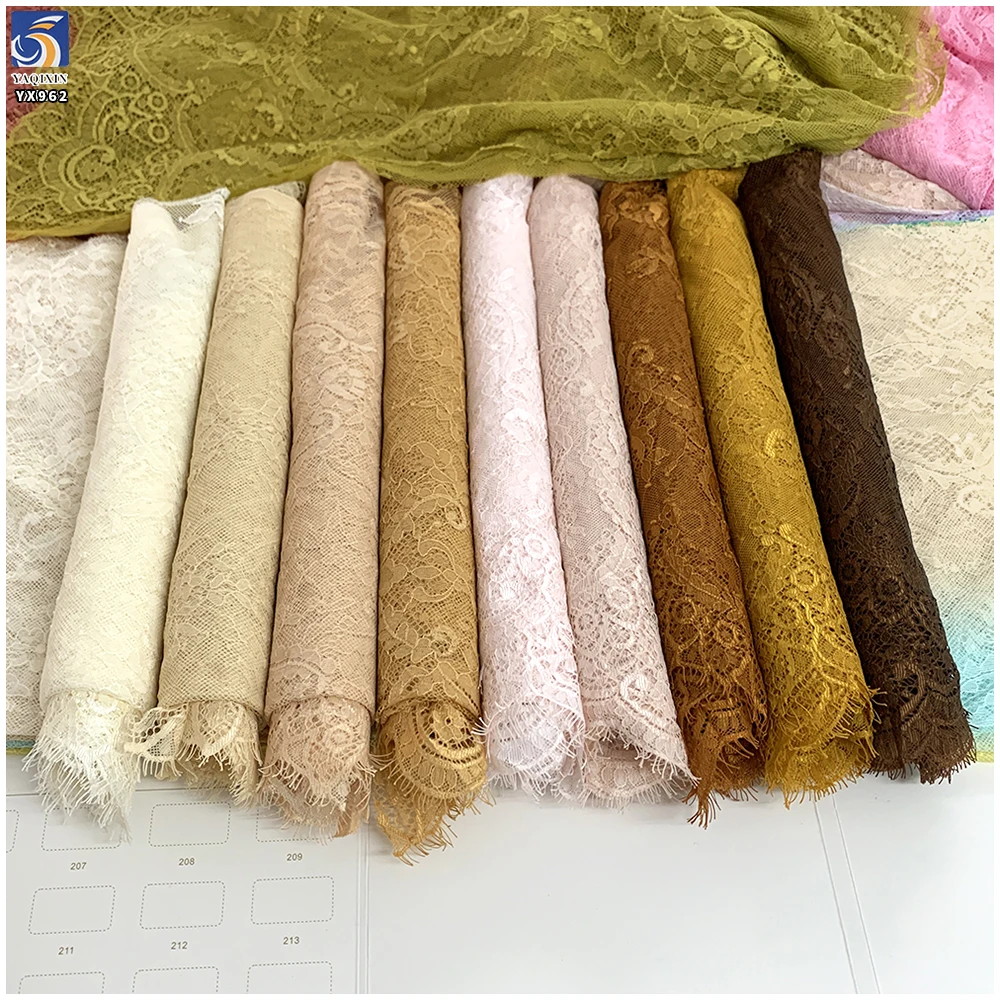 YX962 300CM*150CM Nude Skin-Colored Polyester Ivory Eyelash Lace Textile Fabrics Customized for Home Textiles Garments - 图片 2