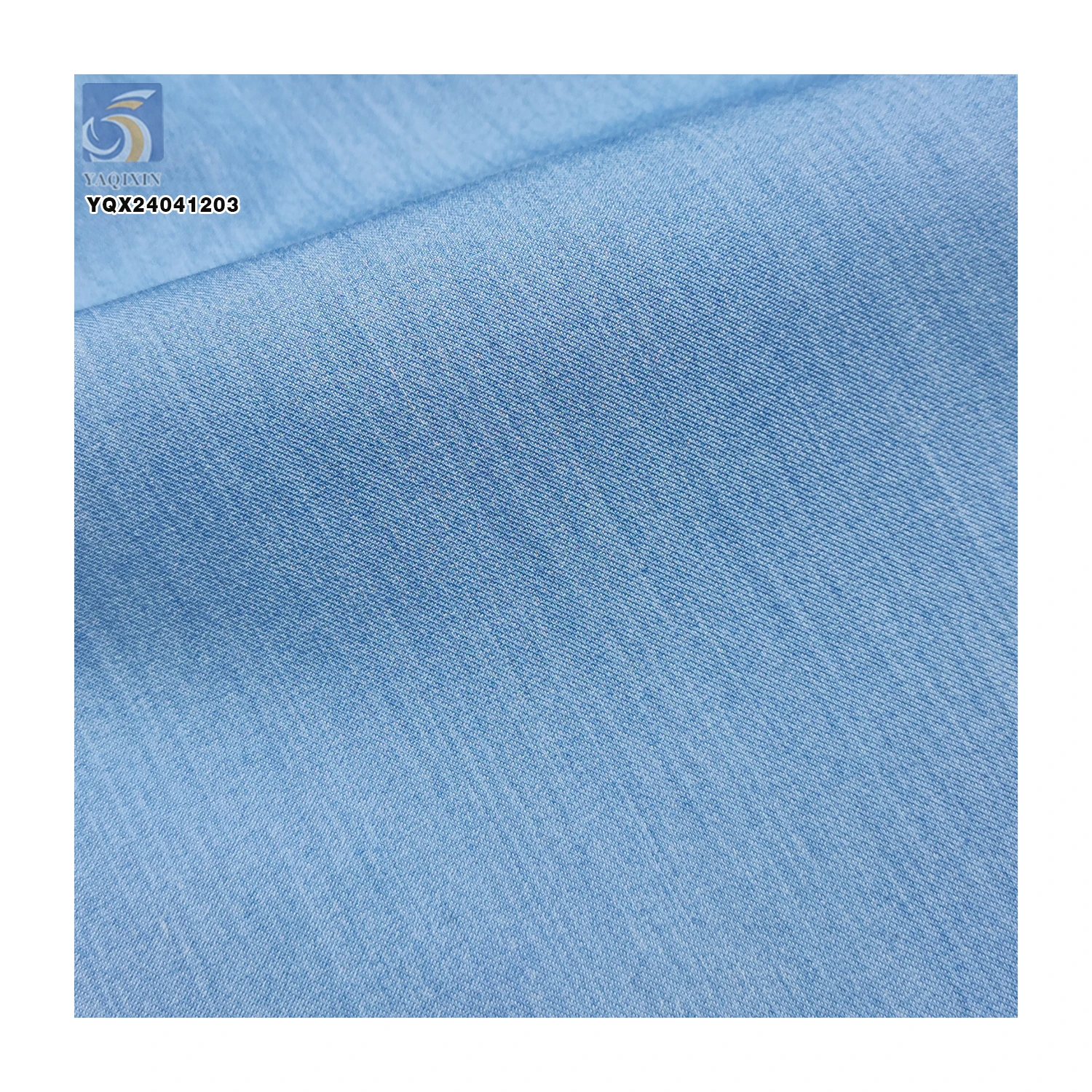 Factory Wholesale Sky Blue Light Denim Fabric 35% Polyester 65% Rayon Cavalry Twill Polyester Denim Fabric for Shirt Skirt - 图片 3
