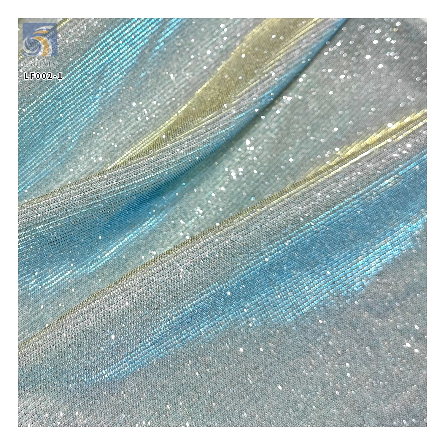 LF002-1 High Quality Glitter 95% Polyester 5% Spandex Lurex Rib Knit Stripe Fabric for Party Dress - 图片 4