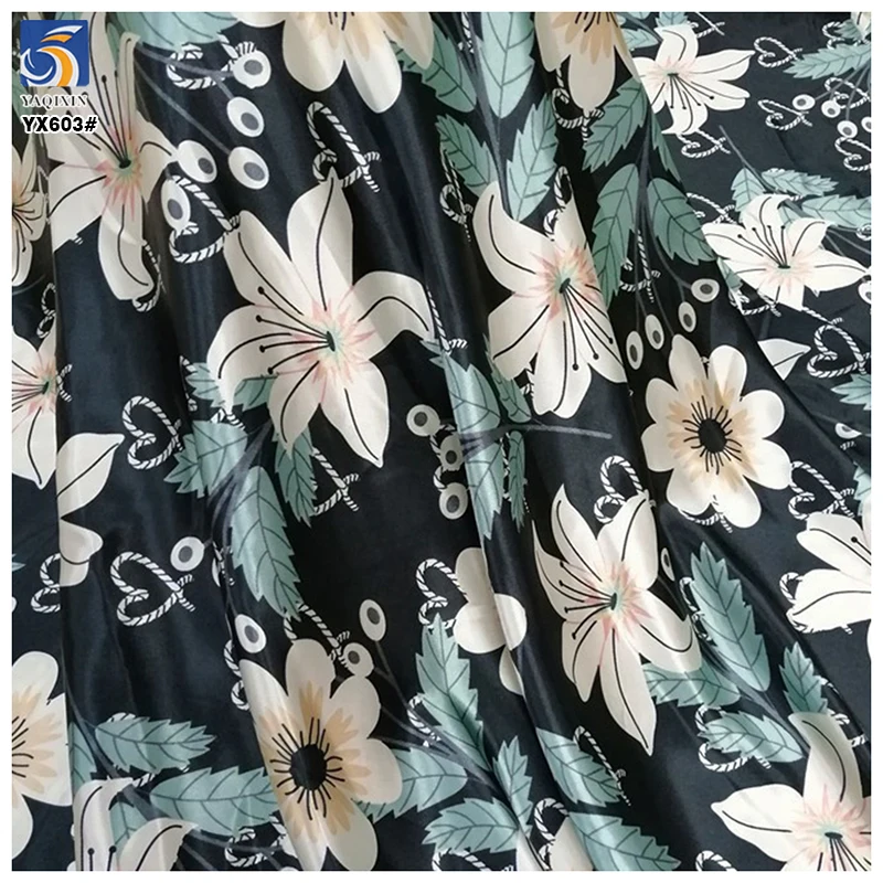 YX603 China Cheap Imitation Silk Digital Printed Satin Fabric Large Flowers Print Fabric for Paris Catwalk Wear - 图片 4