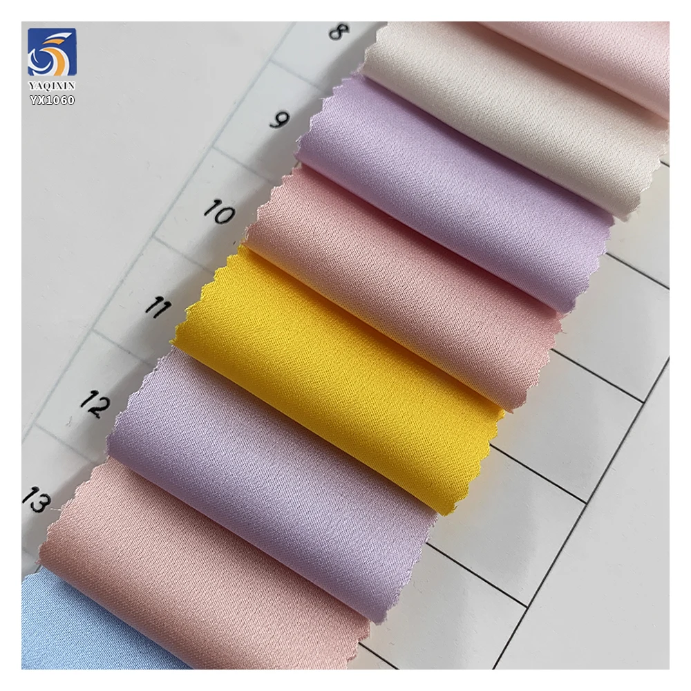 YX1060 150cm 105gsm Cheap Plain Apricot Woven High Elastic Satin Fabric Full Dress Stretch Satin Fabrics for Sales 1 Yard - 图片 6