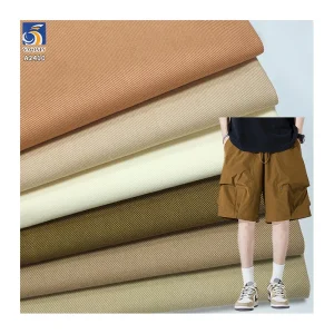 A2410 220gsm Soft Skin-friendly Dark Khaki Twill Chino Pants Fabric 65% Cotton 35% Lyocell Blend Cotton Twill Fabrics