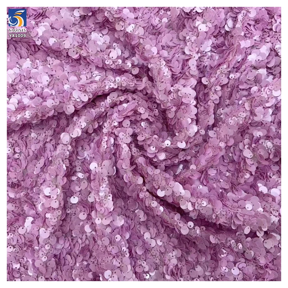 YX1009 Competitive Prices 3+5+7 MM Matte Sequins Fabrics 400gsm High-Weight Multi-Layered Sequins Mesh Fabrics for Bags Clothing - 图片 4