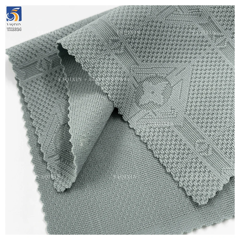 YX1324 175g 78 Nylon 22 Spandex Luxury Fashion Jacquard T Shirts Fabric China Wholesale Stretch Jacquard Knit Fabric for Yoga - 图片 2
