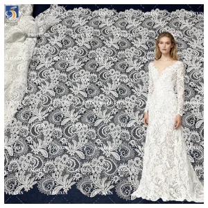YX1259 Heavy-Duty Lace Wedding Dress Fabric Cashew Pattern Water-Soluble Bone Thread Embroidery Paisley Lace Fabric
