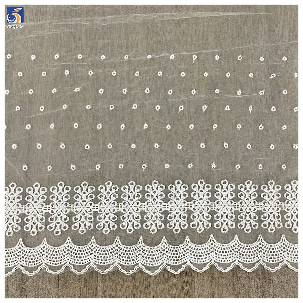 YX1302 Competitive and Inexpensive Thin Polyester White Water-Soluble Lace Embroidery Fabric 15 Yards for Girl Chinese - 图片 5