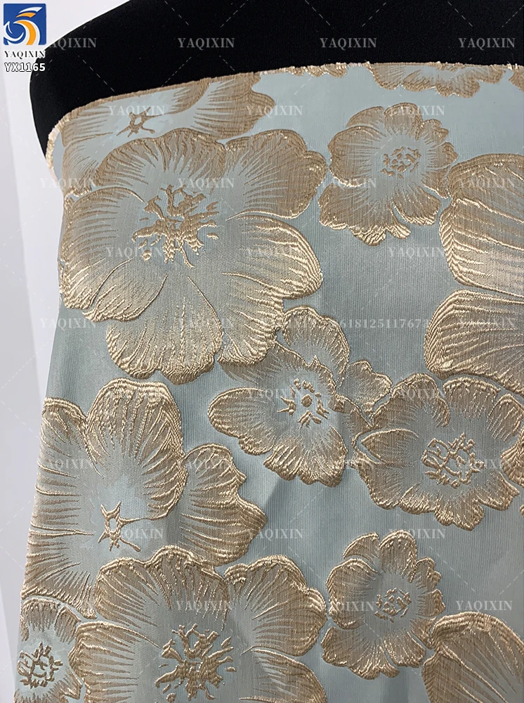 YX1165 High Quality Golden Chinese Brocade Fabrics Flowers Pattern Design Yarn-Dyed Jacquard Brocade Fabric for Garments - 图片 5