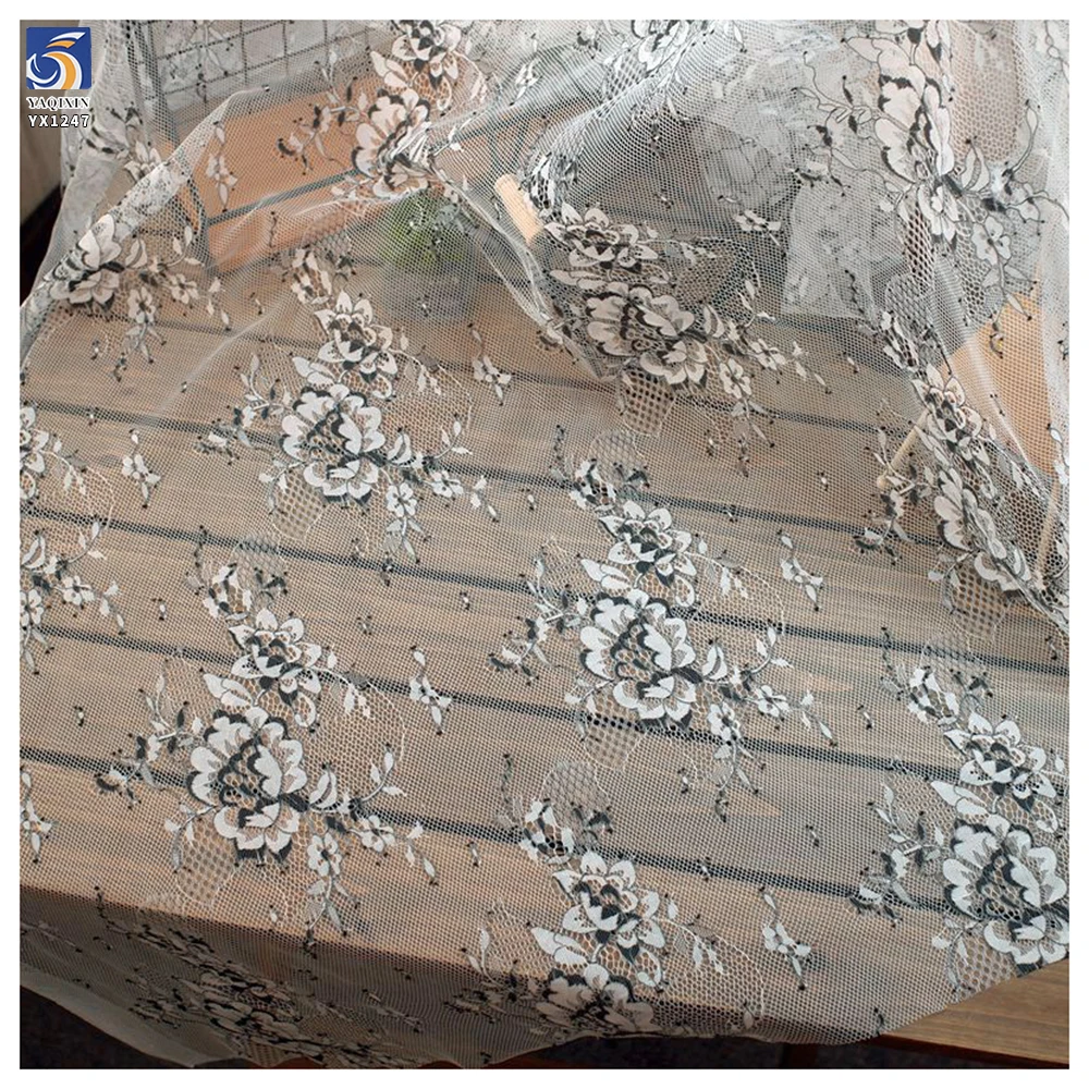 YX1247 New Two-Tone Polyester Crochet Lace Trim Customized White and Blue Mix Eyelash Lace Trim for Clothing Decoration - 图片 5