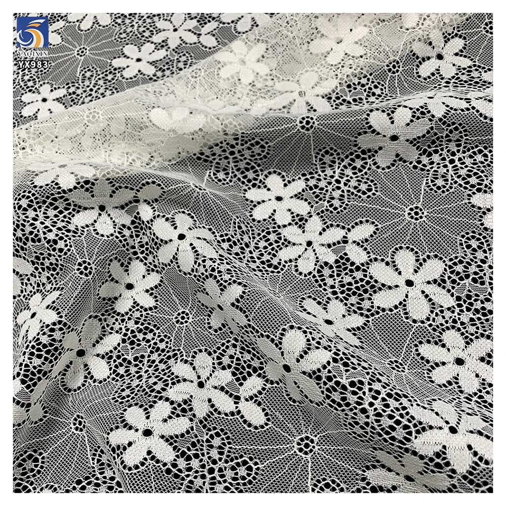 YX983 White Lace Fabrics for Home Textiles, Tablecloths, Curtains, Women's Wedding Dresses Lingerie Chantilly Lace Fabrics - 图片 4