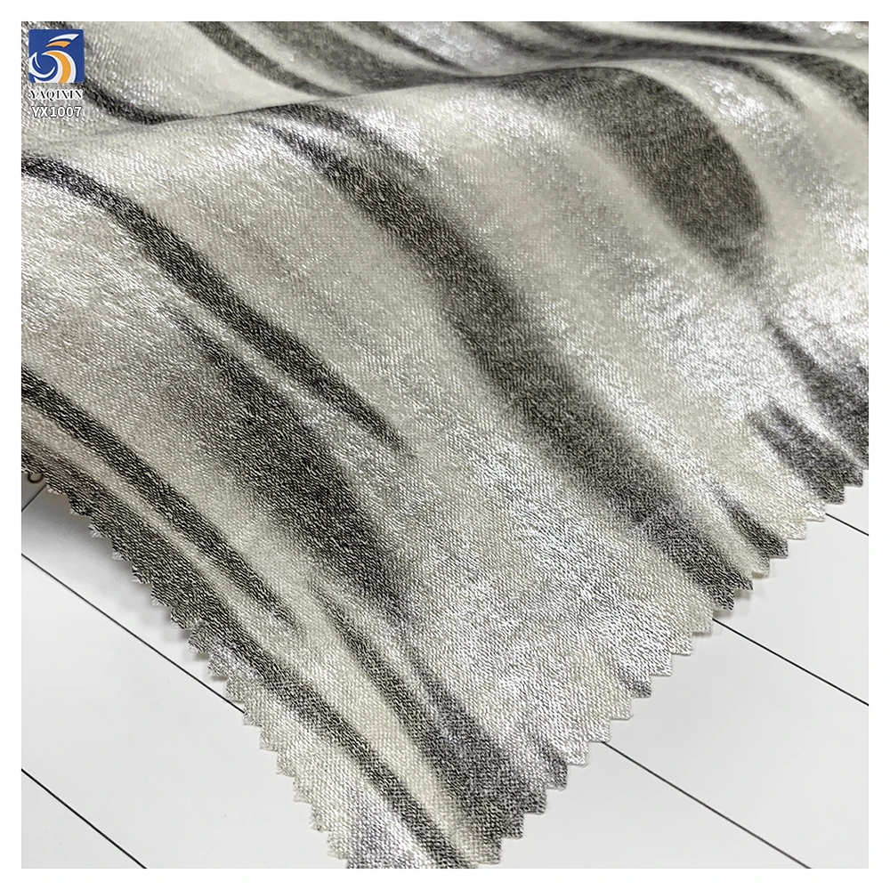 YX1007 105gsm Chiffon Python Pattern Fabric Silver Polyester Hot Stamping Snake Print Fabrics for Bags and Women's Dresses