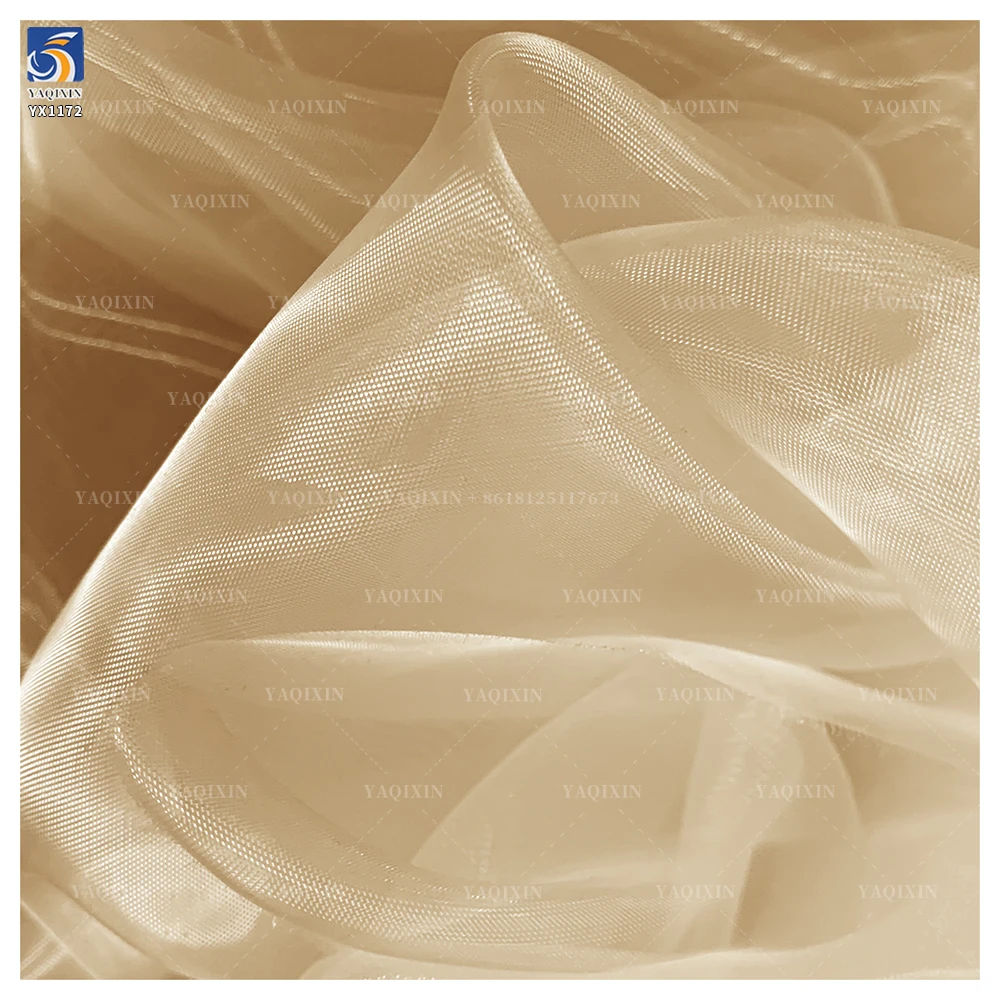 YX1172 High Quality 1 Yard Transparent Polyester Soft and Lustrous Silk Organza Fabric Cheap Solid Color Organza Fabrics - 图片 5