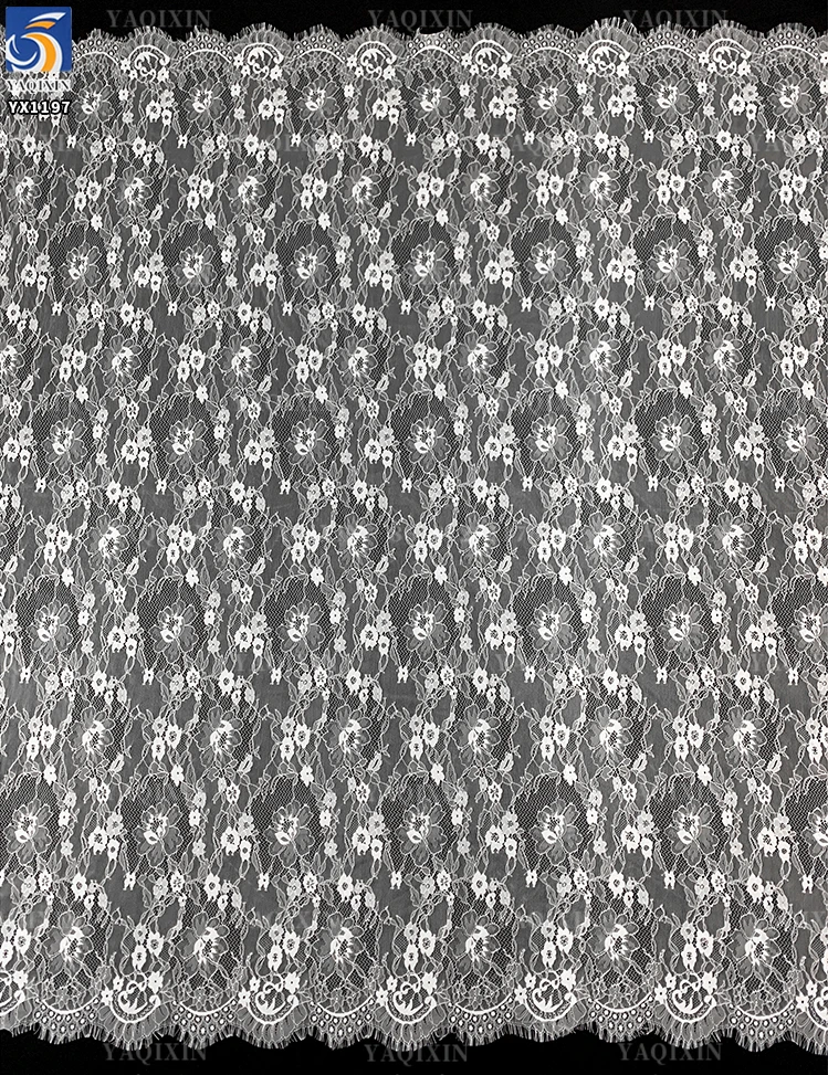 YX1197 Guangzhou Supplier High Quality Machine-Woven Eyelash Lace Fabric by 10 Pieces Jacquard Eyelash Lace Soltis Fabric White - 图片 4