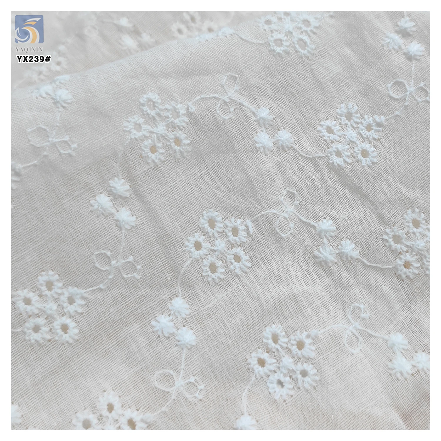 YX239 Good Quality Custom Woven Water Soluble Floral 100% Cotton Embroidery Lace Fabric - 图片 4