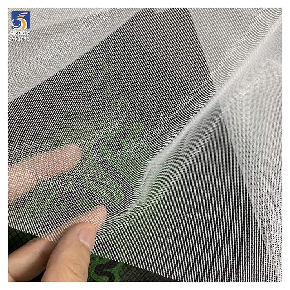 YX1052 160cm Glossy Small Lattice Translucent White Mesh Fabric Tulle Poly Plain Knit Tulle Fabric for Underwear and Handbags - 图片 2