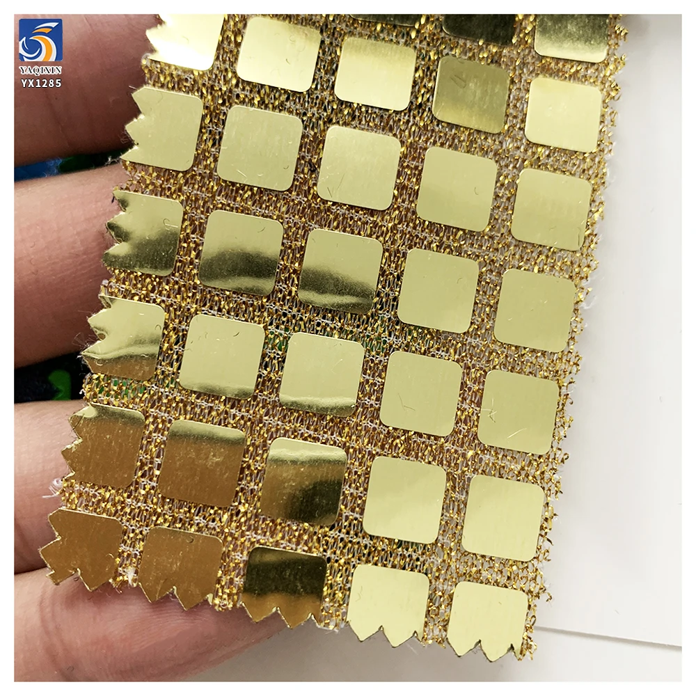 YX1285 New Trends 2026 7mm Square Sequin Fashion Fabric Knitted Stretch Shiny Lurex Sequins Fabric for Skirt Decoration - 图片 4