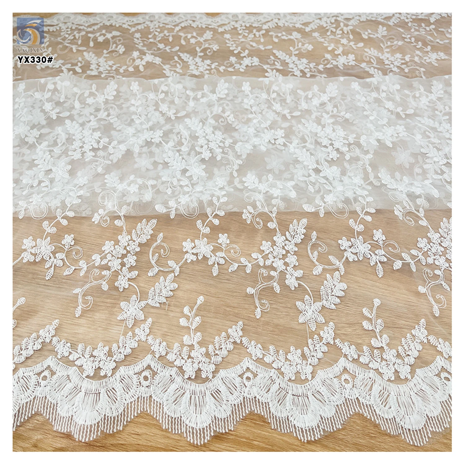 YX330 Lolita Wholesale Prices 100 Polyester White Milk Silk Water Soluble Lace Organza Embroidery Fabric - 图片 5