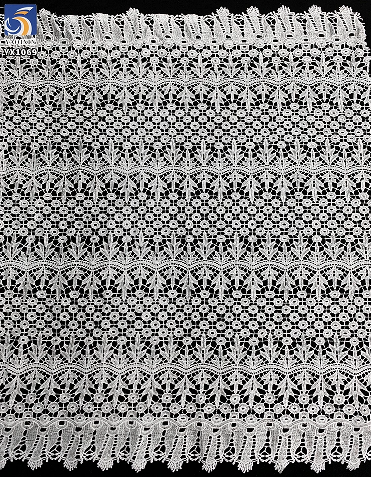 YX1069 African Milk Silk Poly Embroidery Cord Lace Water-Soluble Fabric Glossy Floral Embroidered Dress Lace Fabric for Women - 图片 4