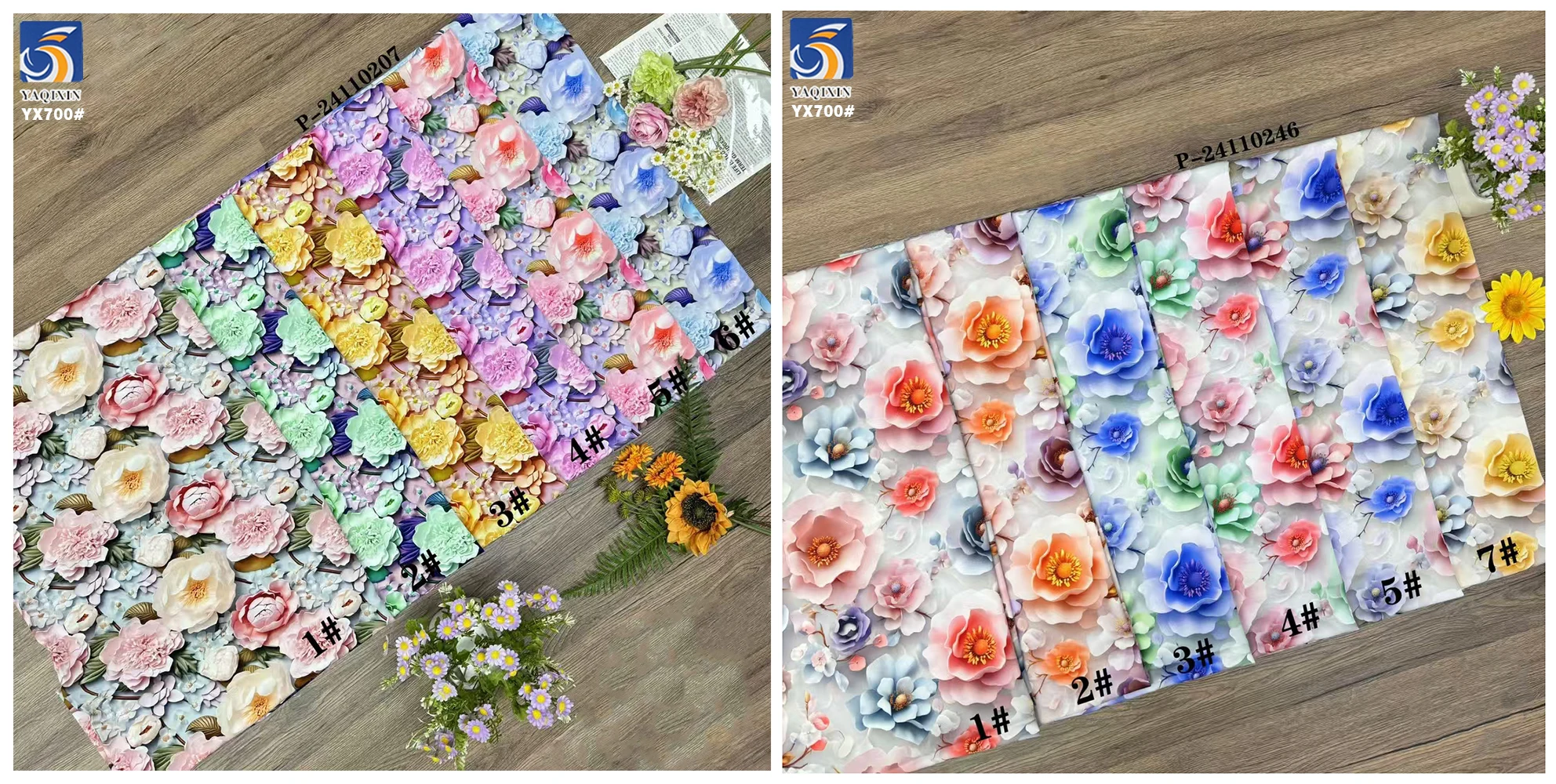 YX700 High Definition 3D Digital Print Florals Fabric 110gsm Colored Flowers Chiffon Printing Fabric for Garments - 图片 6