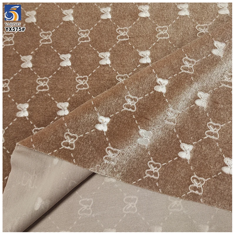 YX575 China Factory Custom Embossed Velvet Sofa Upholstery Fabric Butterfly Jacquard 3D Embossed Velvet Fabric - 图片 3