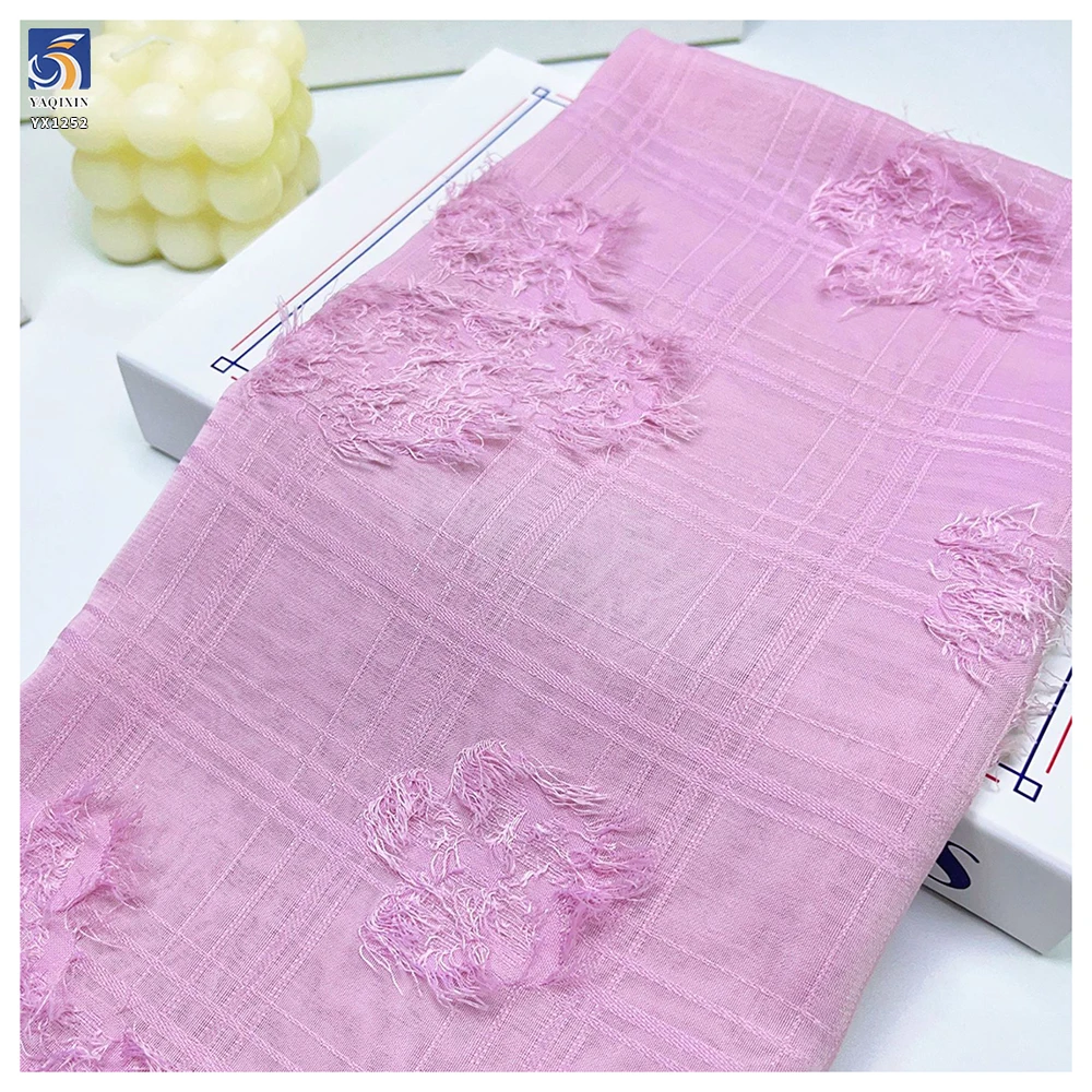 YX1252 New Trends 100 Polyester Chiffon Dress Fabric Striped 3D Checkered Florals Chiffon Jacquard Fabric for 2 Yards - 图片 6