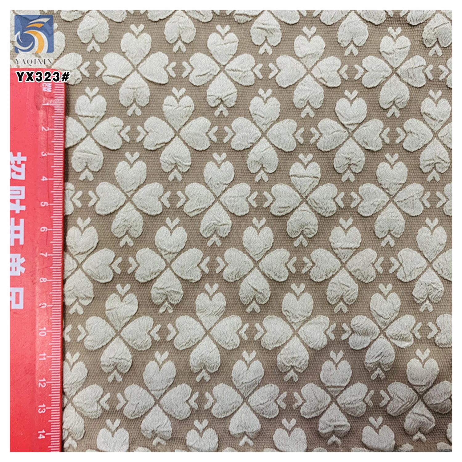YX323 High Quality T800 Woven Polyester Chiffon Jacquard Fabric Four-Leaf Clover Embossed 3D Jacquard Fabric - 图片 5