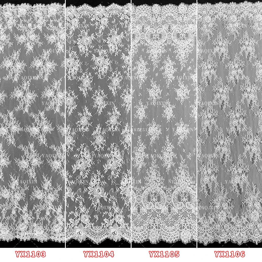 YX1104 300*150CM White Polyester Eyelashes Lace Fabric for Home Textiles High-End Hand-Sewn Bone Thread Beaded 3D Lace Fabric - 图片 2