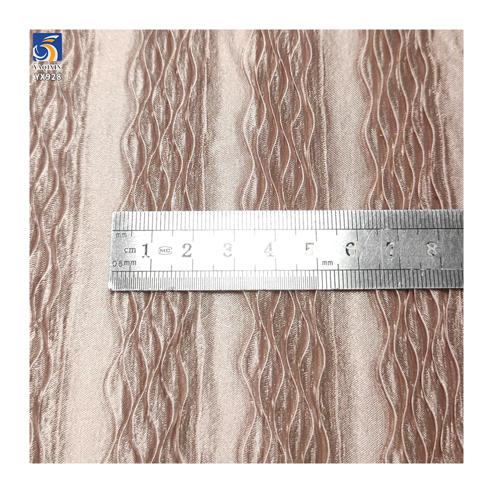 YX928-1 2025 New Products Wavy Pleated Striped Satin Fabric European French Women High-End Party Skirt Satin Pleated Fabric - 图片 5