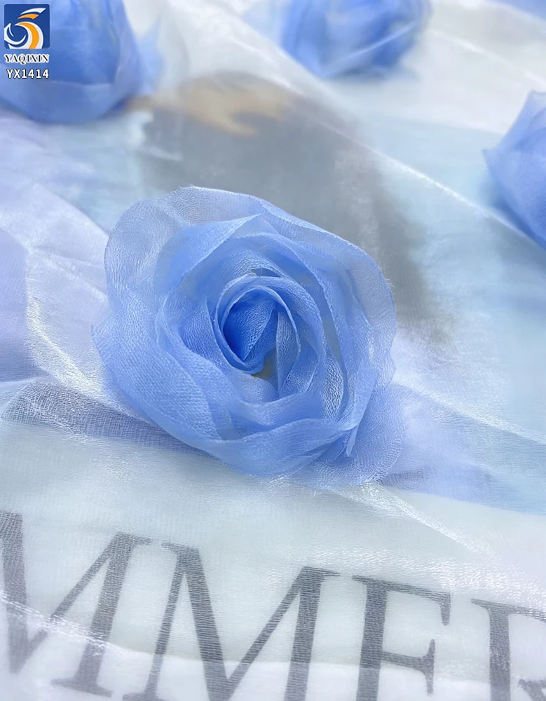 YX1414 150gsm Summer 2026 Dress Liquid Organza Rose Flower 3D Embroidery Fabric for 1 Yard - 图片 2